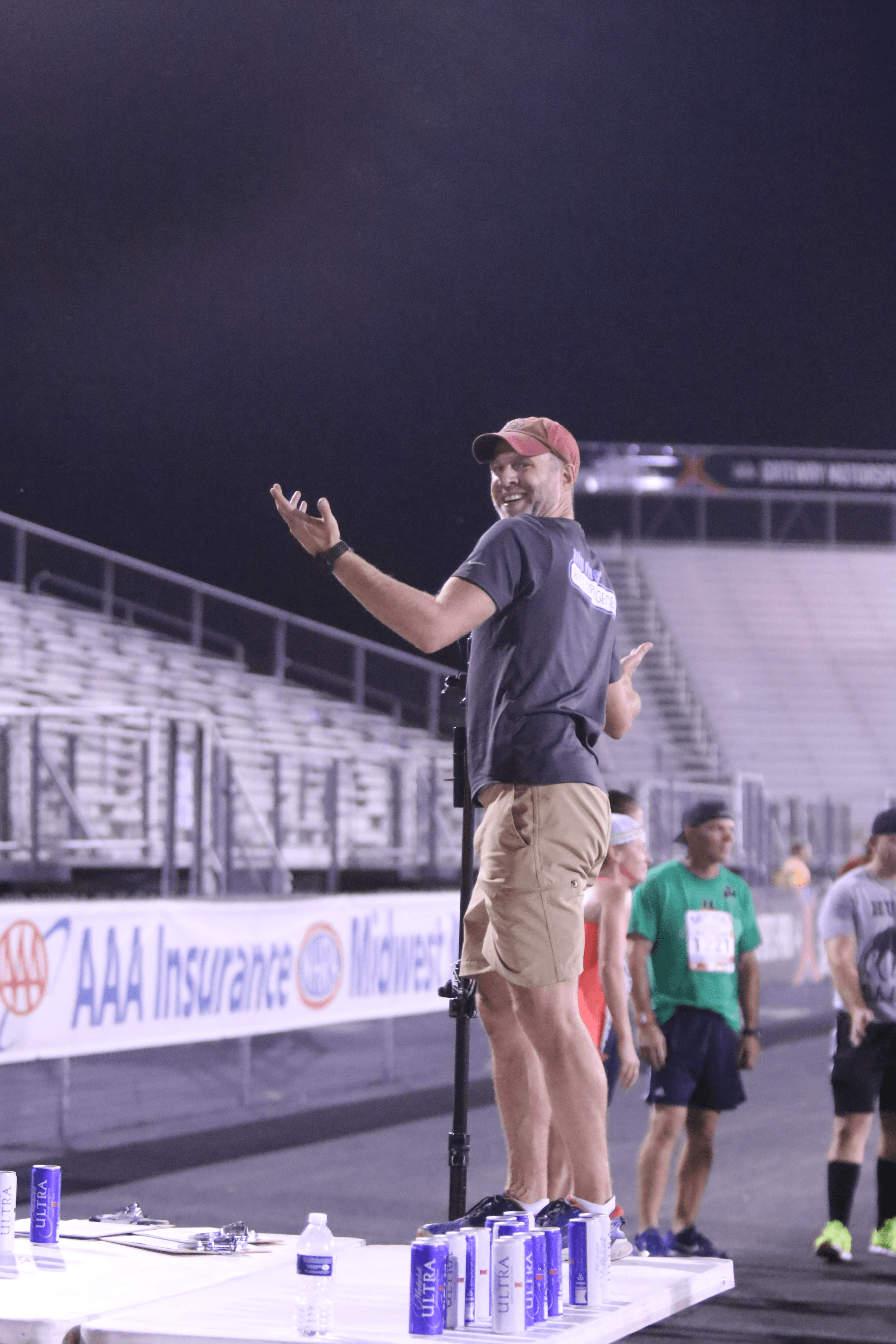 Jordan Bernath working an event finish line.